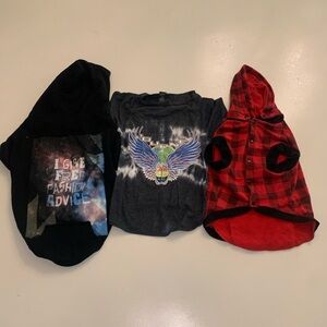 Dogs Graphic T-Shirt and 2 Hoodies Black, Gray, and Red Buffalo plaid